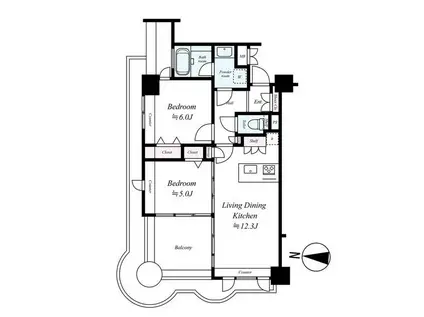 グランヴァン両国-(2LDK/2階)の間取り写真
