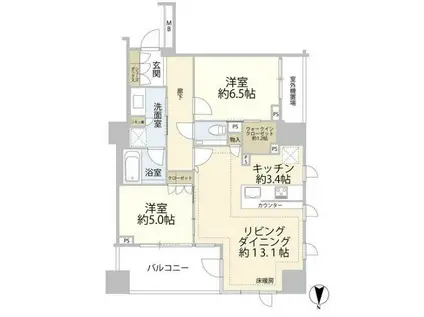 ザ・パークハウス恵比寿(2LDK/7階)の間取り写真