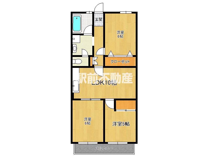 三愛荒江マンション(3LDK/2階)の間取り写真