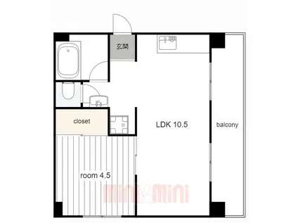 嶋田パールハイツ(1LDK/2階)の間取り写真