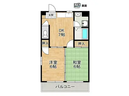 アーバン楠本II(2DK/1階)の間取り写真