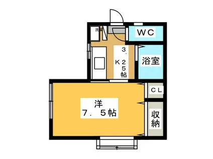 ハイツ木曽路A(1K/1階)の間取り写真