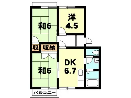 ハイツウイング平井B(3DK/2階)の間取り写真