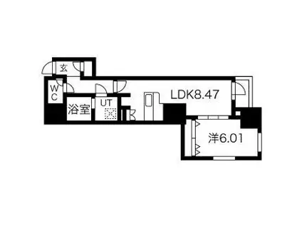 プレール・ドゥーク錦糸公園前(1LDK/8階)の間取り写真