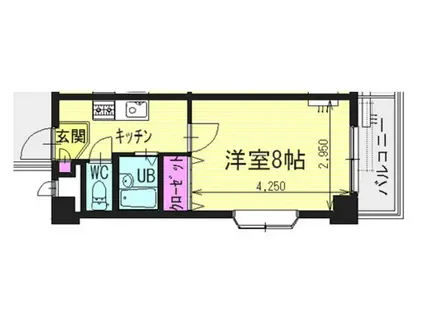 GRANVERDE大和町(1K/4階)の間取り写真