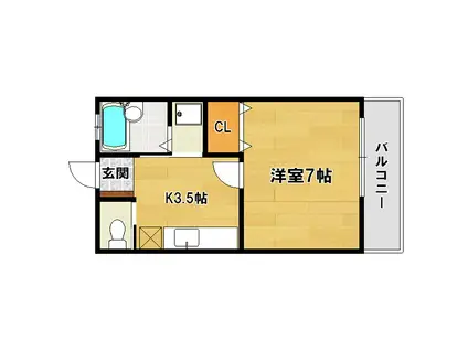 ユテライズ桜木(1DK/1階)の間取り写真