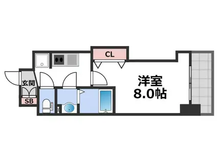 LUXE都島III(1K/7階)の間取り写真