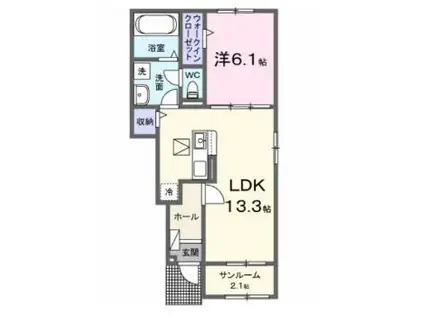 クレストールポート I(1LDK/1階)の間取り写真