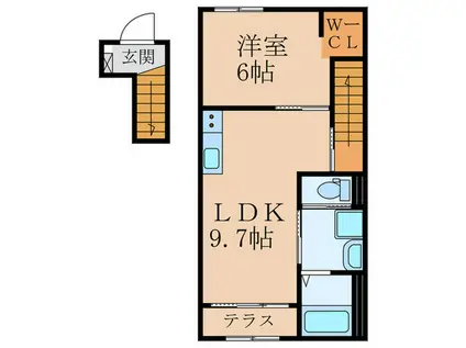 CHAT NOIR M.M(1LDK/2階)の間取り写真