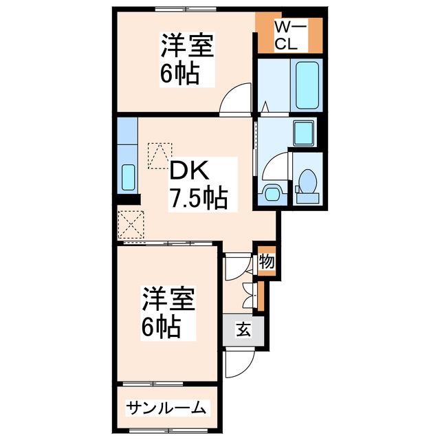 VILLA VERDE(2DK/1階)の間取り写真