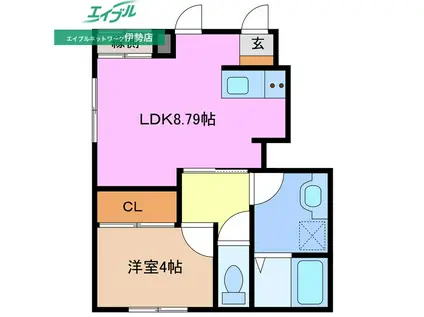 リーシング船江 A(1LDK/1階)の間取り写真