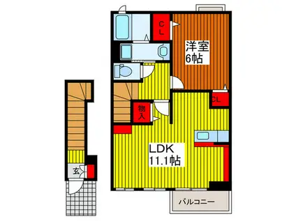 エミナンス南町(1LDK/2階)の間取り写真