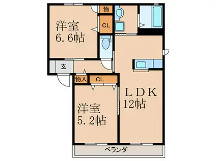 シャーメゾン・ヴァン B棟(2LDK/2階)の間取り写真