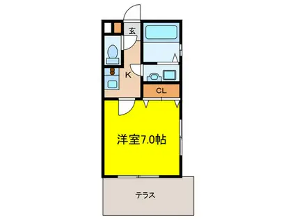 プレスト福大前A(1K/1階)の間取り写真