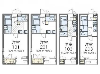 アナスタシア(1K/2階)の間取り写真