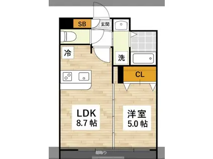 熊本市中央区保田窪1丁目(1LDK/2階)の間取り写真