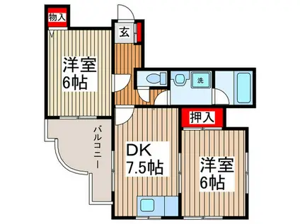 エスポワール並木(2DK/6階)の間取り写真