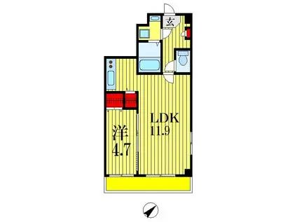 エミグラント(1LDK/2階)の間取り写真