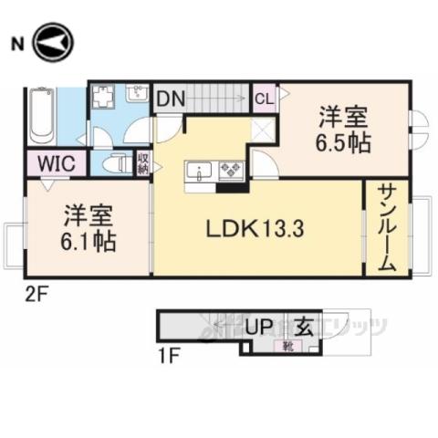 アイルーⅡ(2LDK/2階)の間取り写真