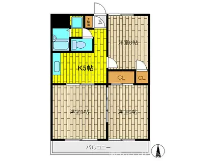 田中ハイツF棟(3K/2階)の間取り写真
