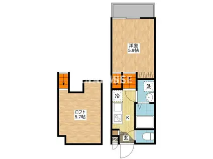 デ・クメール西小路(1SK/1階)の間取り写真