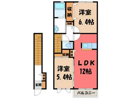 クレールメゾンG(2LDK/2階)の間取り写真