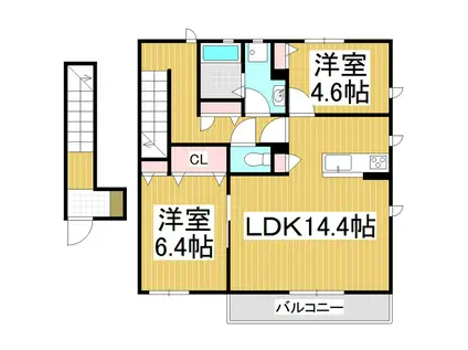 ETERNAL A棟(2LDK/2階)の間取り写真