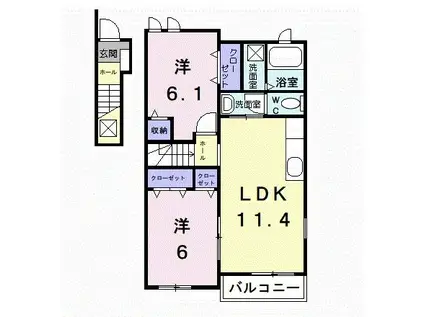 FAIRY・SMILE A(2LDK/2階)の間取り写真