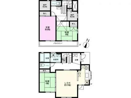 花井テラス(3SLDK/1階)の間取り写真