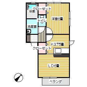 スペース鑓水L(1LDK/2階)の間取り写真