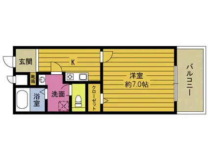 シティハイツまりも(1K/3階)の間取り写真