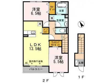 サンリバー(2LDK/2階)の間取り写真