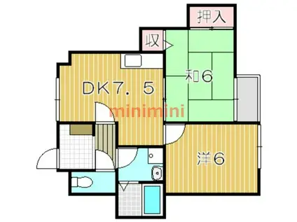 メゾン上田A棟(2DK/1階)の間取り写真