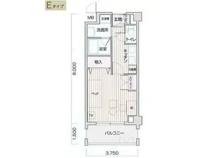 メイビル覚王山(ワンルーム/2階)の間取り写真