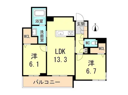 シャーメゾン コルテノーヴァ(2LDK/2階)の間取り写真