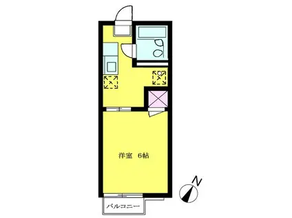 コーポレインボー(1K/2階)の間取り写真