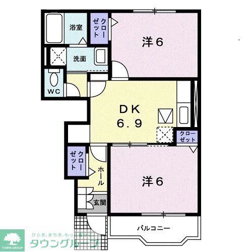 ヴェルデメゾンIII(2DK/1階)の間取り写真