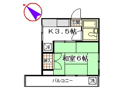 カーサークレール(1K/2階)の間取り写真