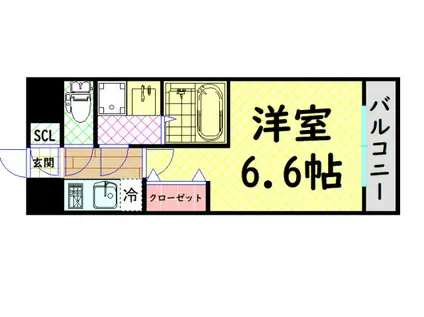 レジュールアッシュTAISHO LEGANT(1K/6階)の間取り写真