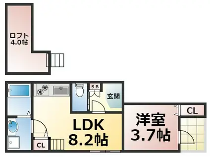 IKIアイランド新今里(1SLDK/2階)の間取り写真