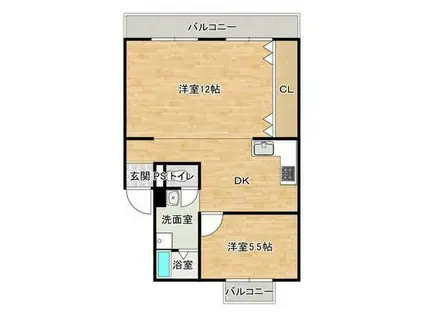 弥生が丘マンション(1LDK/5階)の間取り写真