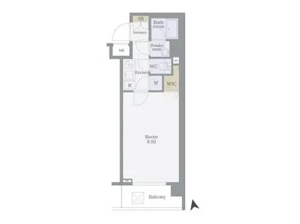 パレステュディオ目黒東(1K/4階)の間取り写真