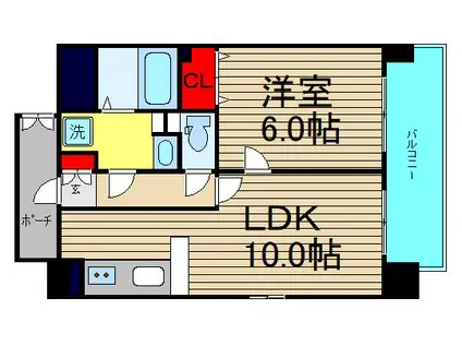 ユニーブル靱公園(1LDK/8階)の間取り写真