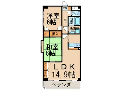 サンベルテ堀の内(2LDK/2階)の間取り写真