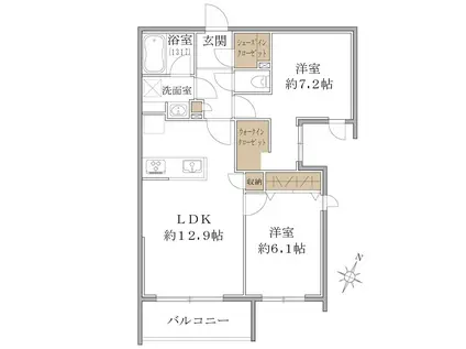 東急田園都市線 溝の口駅 徒歩6分 4階建 新築(2LDK/3階)の間取り写真