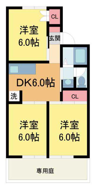 パークアベニュー(3DK/1階)の間取り写真