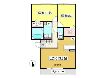 D-ROOM竹谷(2LDK/2階)の間取り写真