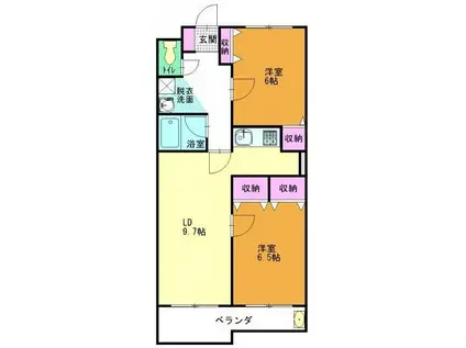 ベルフォーレ植木野(2LDK/1階)の間取り写真