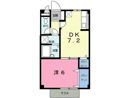 ベルリッチI(1DK/1階)の間取り写真