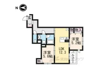 シャーメゾン大宮五条(2LDK/2階)の間取り写真